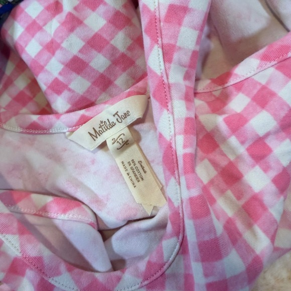 Matilda Jane Girls Pink Gingham Blue Floral Patchwork Dress Size 12 - Picture 5 of 5